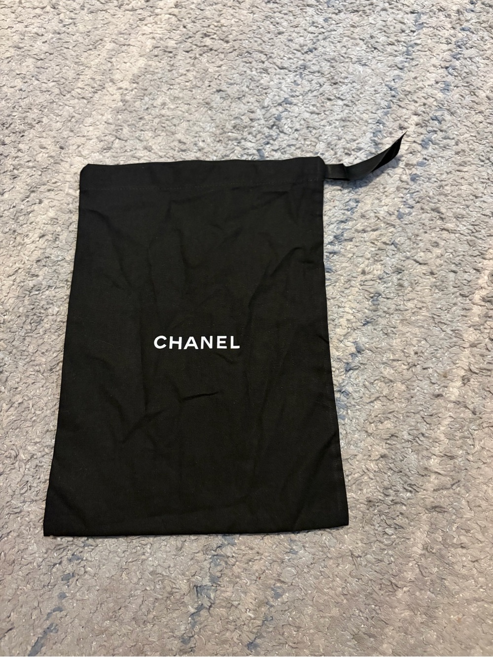 Authentic Chanel Black Dust Bag Logo Drawstring Storage Pouch